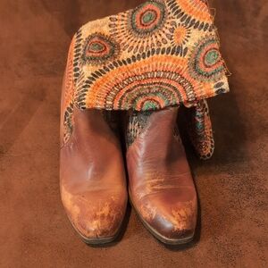 Spring Step Brown and Multicolor Heeled Boots